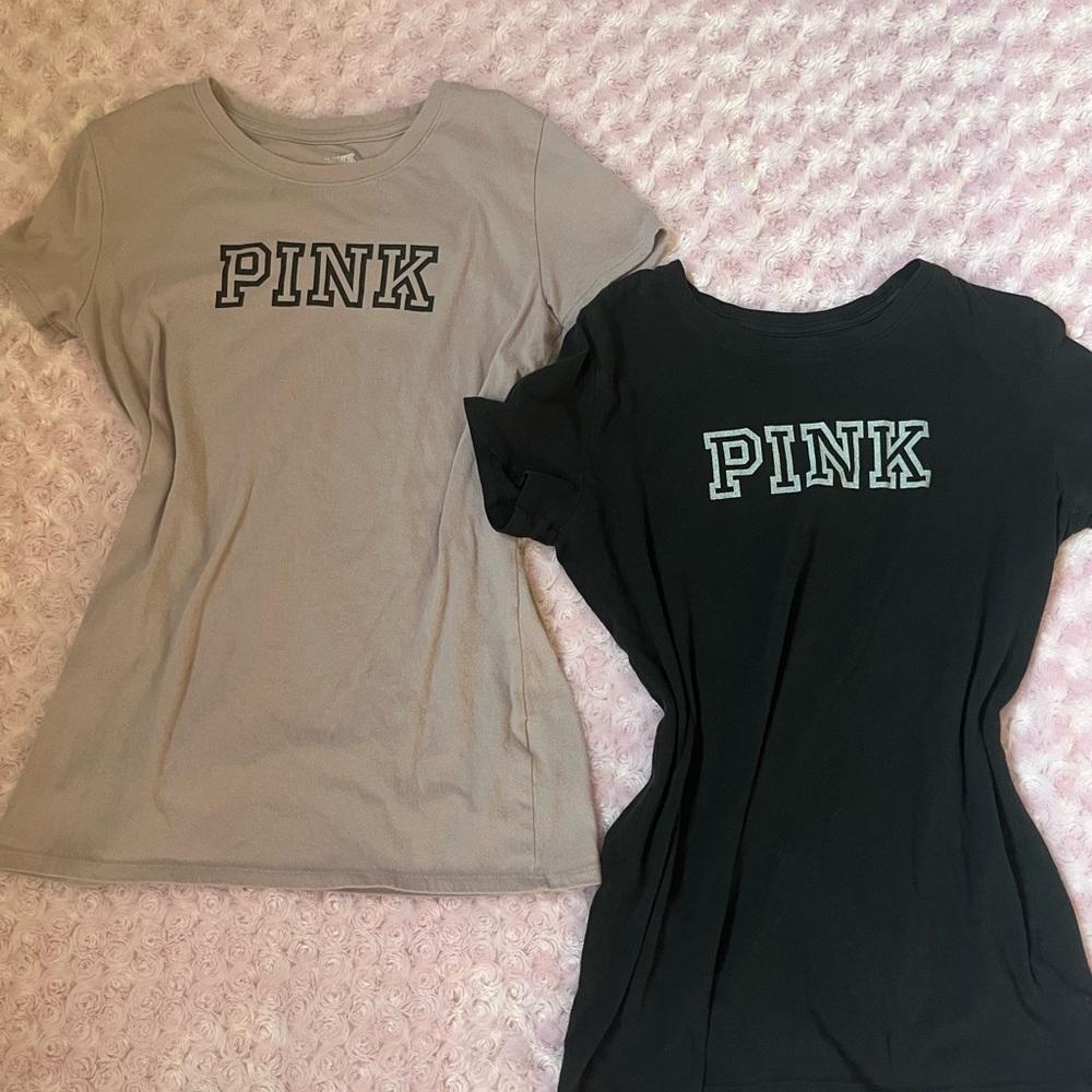 2 XS pairs of Victoria's Secret PINK Tee Black & purple